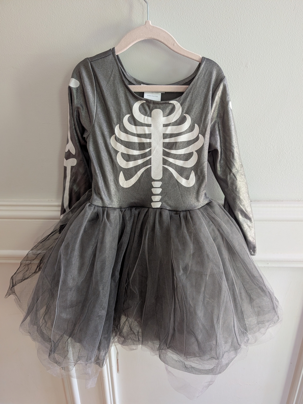 Pottery Barn Kids Silver Gray Skeleton Tulle Costume Dress
